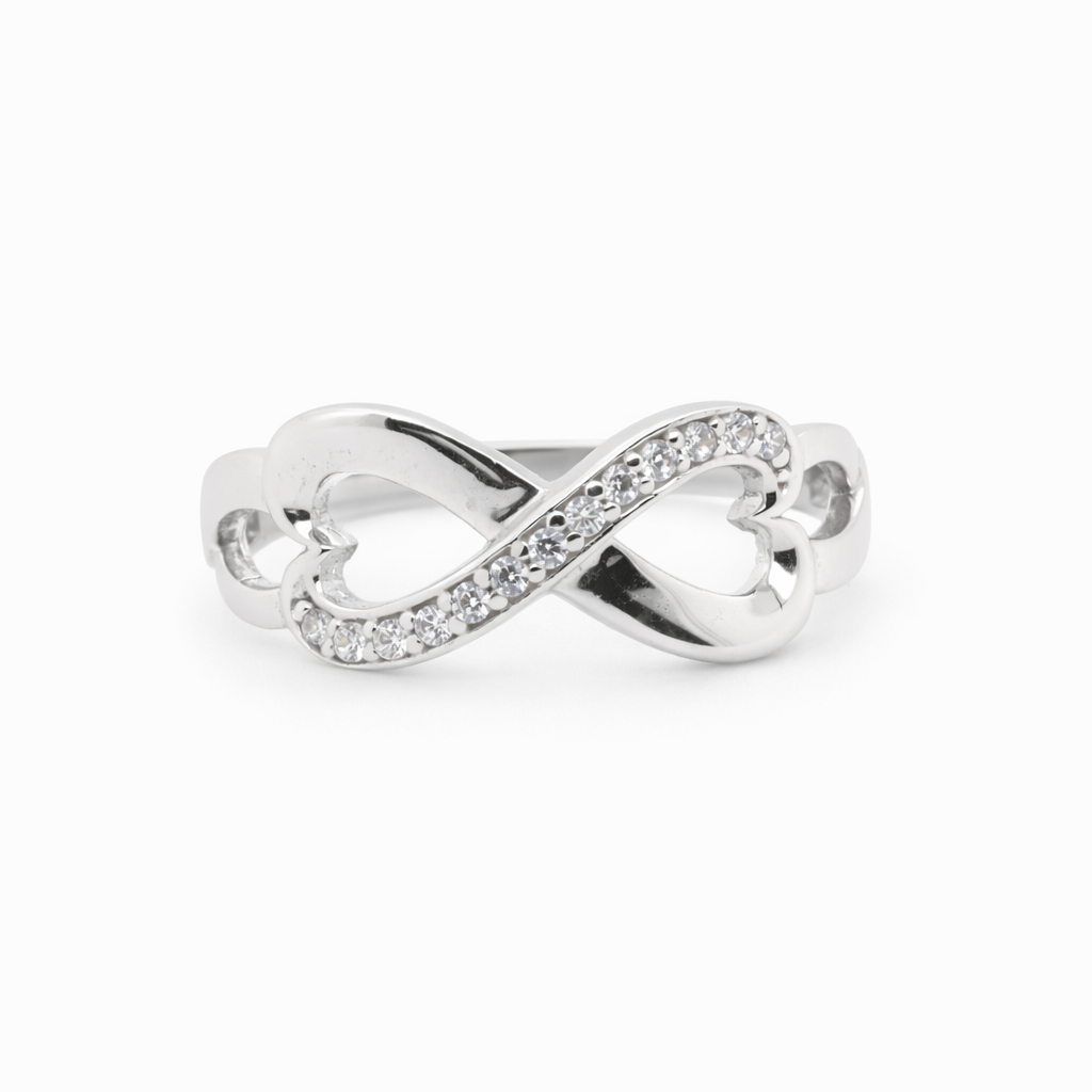 9ct White Gold Infinity Ring with CZs