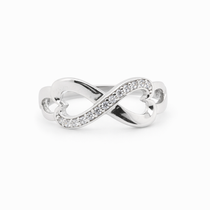 9ct White Gold Infinity Ring with CZs