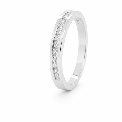 9ct White Gold Channel Set Eternity/Wedding Ring with Diamonds