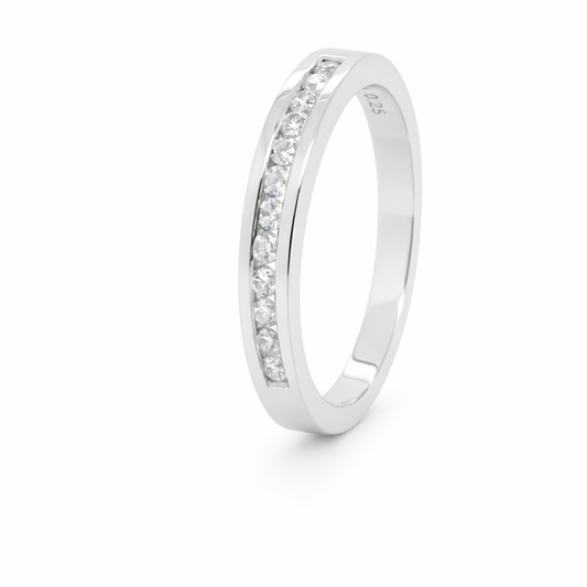 9ct White Gold Channel Set Eternity/Wedding Ring with Diamonds