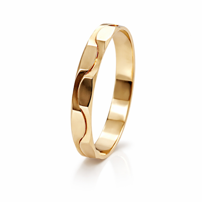 9ct Yellow Gold Faceted Band