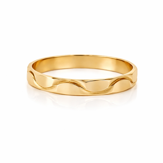 9ct Yellow Gold Faceted Band
