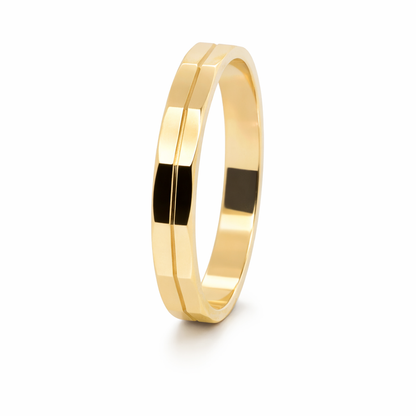 9ct Yellow Gold Faceted Band