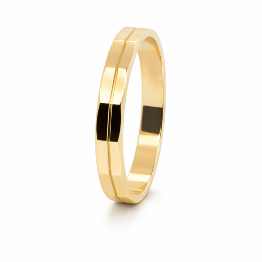 9ct Yellow Gold Faceted Band