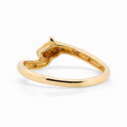 9ct Yellow Gold Snake Ring with Diamonds