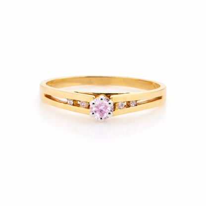 18ct Yellow Gold Ring with .07ct Natural Pink Diamond