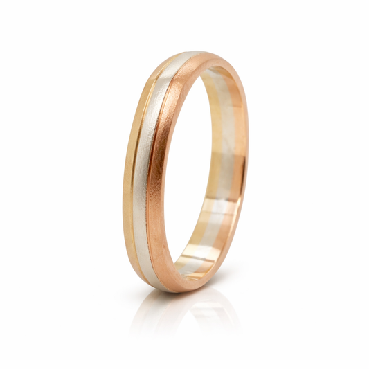 9ct White, Rose and Yellow Gold Wedder