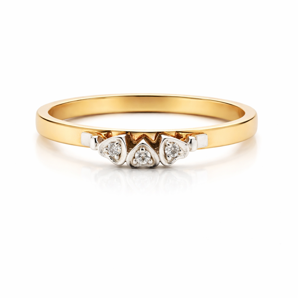 9ct Yellow Gold Hear and Diamond Eternity/Wedding Rin