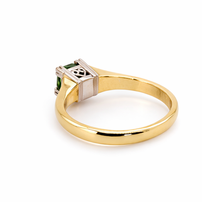 18ct Yellow and White Gold with Natural Rose Cut Songea Sapphire