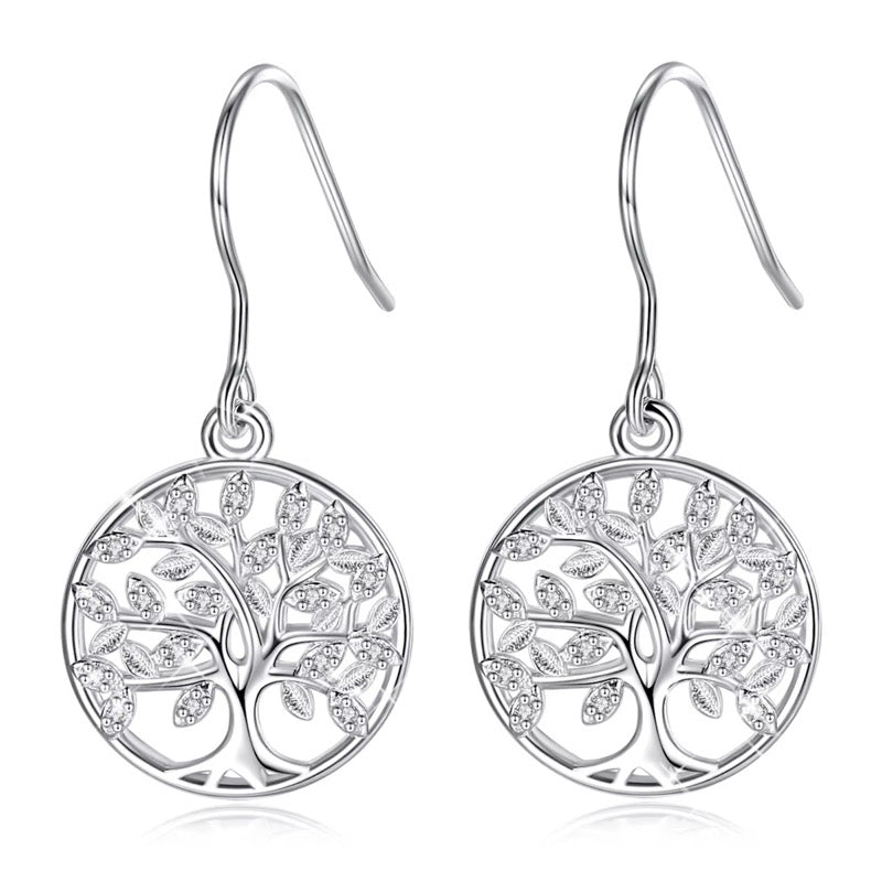 Sterling Silver Tree of Life Drop Earings
