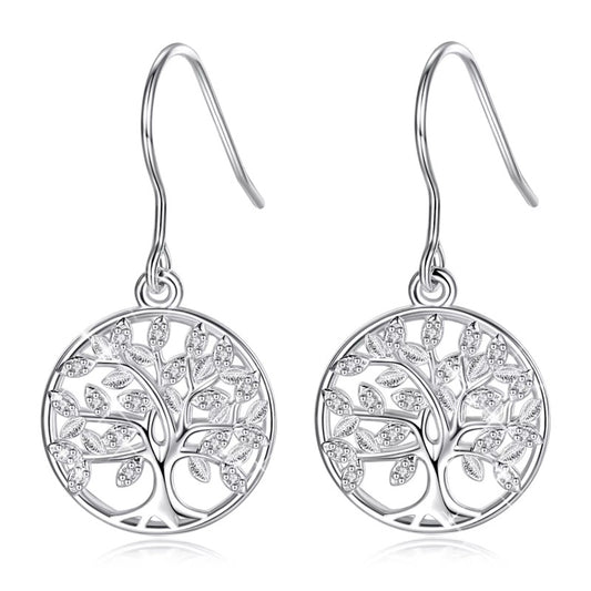 Sterling Silver Tree of Life Drop Earings