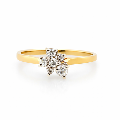 9ct Yellow and White Gold Diamond Cluster