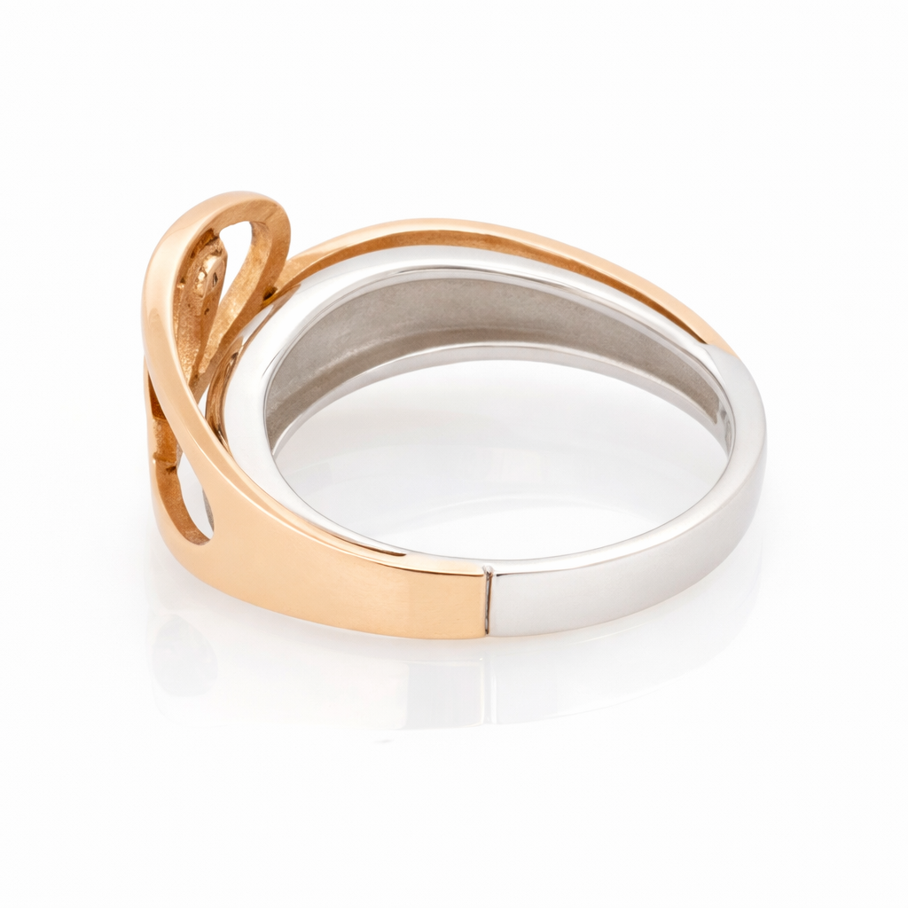 9ct Rose and White Gold Ring with Diamonds