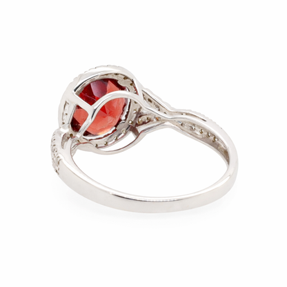 9ct White Gold Garnet and Diamond Ring