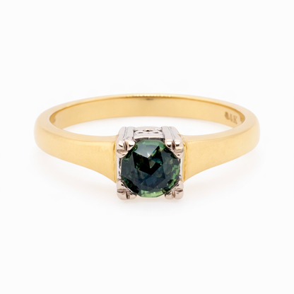 18ct Yellow and White Gold with Natural Rose Cut Songea Sapphire