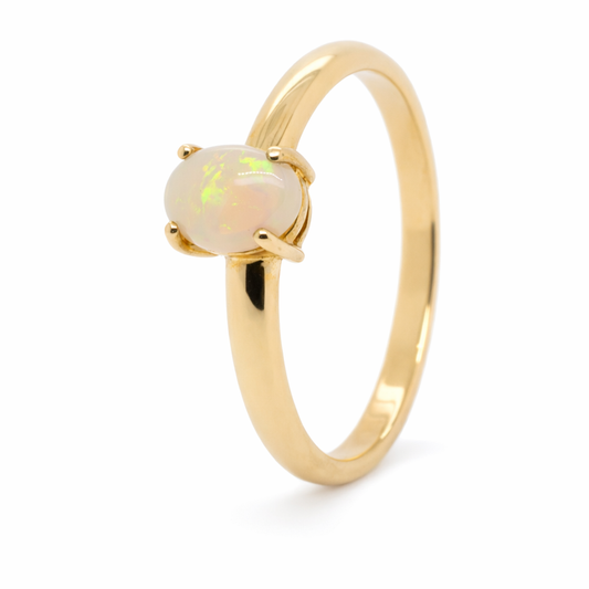 9ct Yellow Gold Australian White Opal