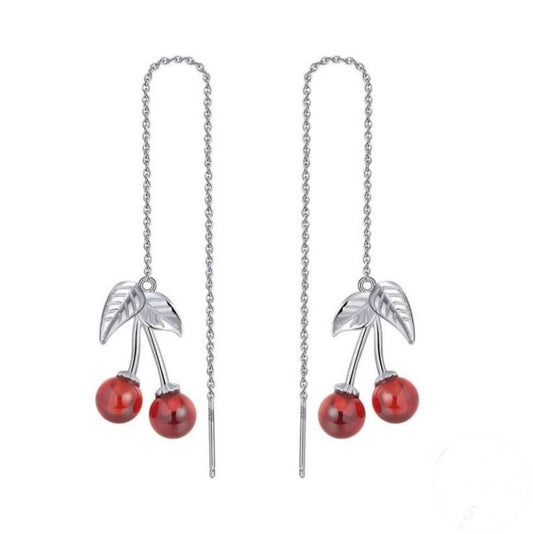 Sterling Silver and Garnet Drop Earrings