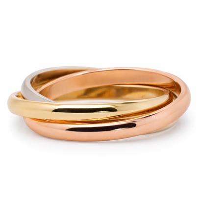 9ct Yellow, White and Rose Gold Russian Wedding Band
