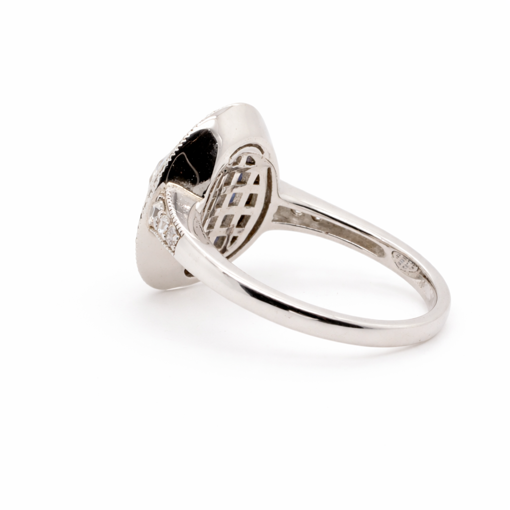 Sterling Silver Natural Sapphire and CZ