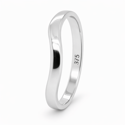 9ct White Gold Curved Wedder