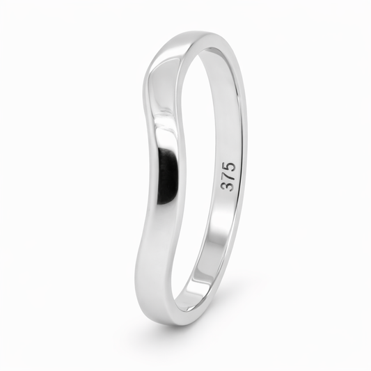 9ct White Gold Curved Wedder