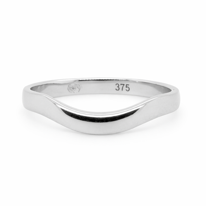 9ct White Gold Curved Wedder