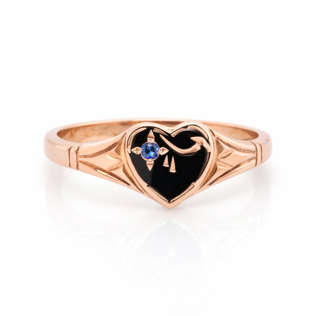 9ct Rose Gold Signet ring with Sapphire