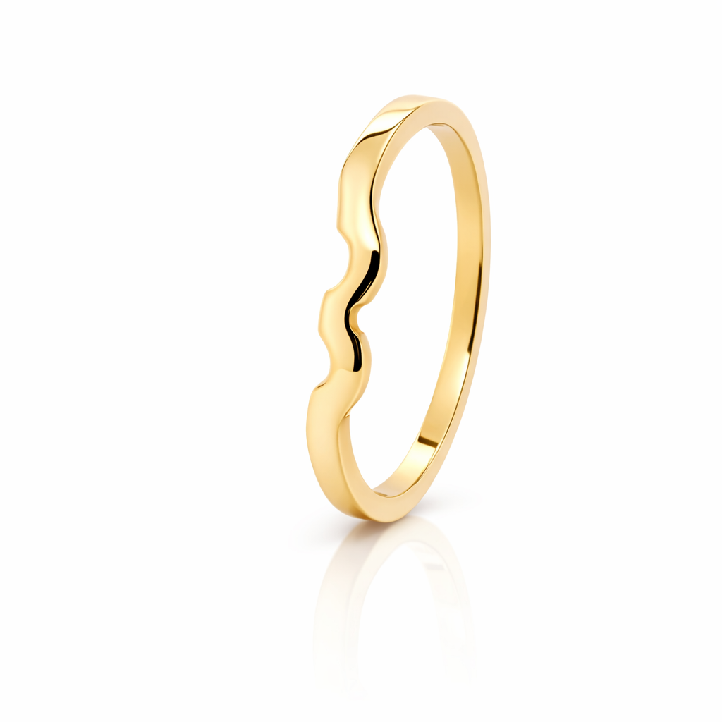 9ct Gold Band with Curved Claw Cutouts