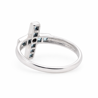 9ct White Gold Topaz and Diamond Ring