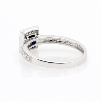 18ct White Gold Sapphire and Diamond Halo Ring