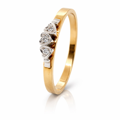 9ct Yellow Gold Hear and Diamond Eternity/Wedding Rin