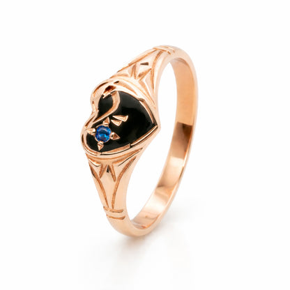 9ct Rose Gold Signet ring with Sapphire